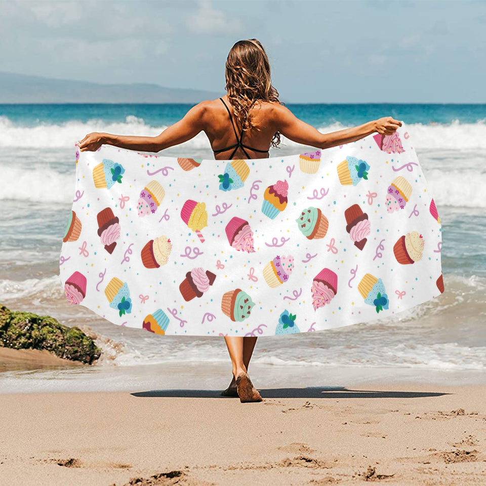 Cake cupcake design pattern Beach Towel