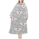 Cute koala leaves pattern Blanket Robe with Sleeves