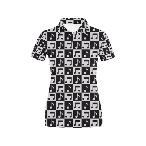 Music Notes Pattern Print Design 01 Women's All Over Print Polo Shirt