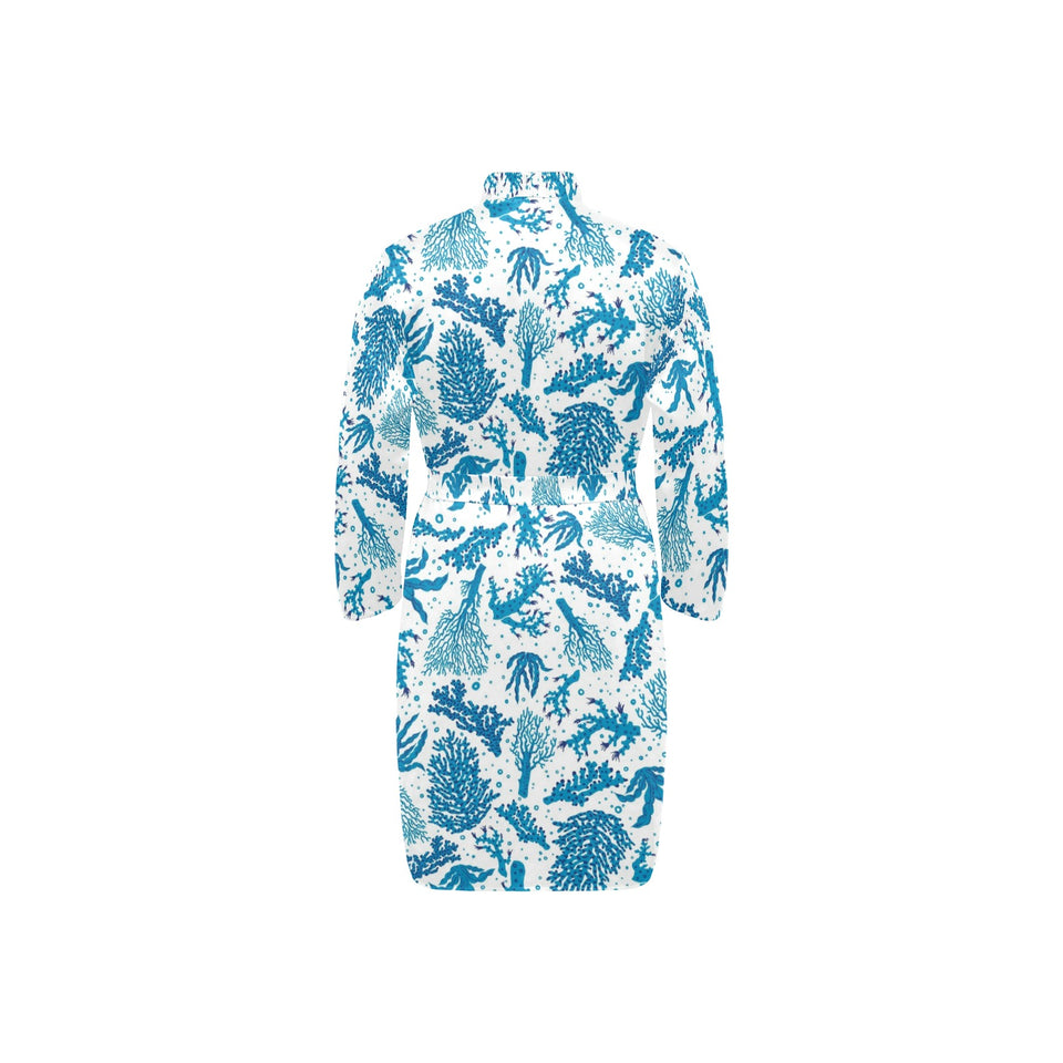 Coral Reef Pattern Print Design 01 Men's Long Sleeve Belted Night Robe