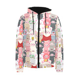 Pig Pattern Print Design 02 Men's Padded Hooded Jacket