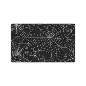 Spider web pattern Black background white cobweb Doormat
