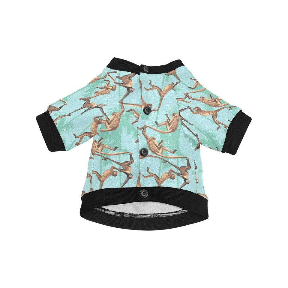Monkey Palm tree background All Over Print Pet Dog Round Neck Fuzzy Shirt