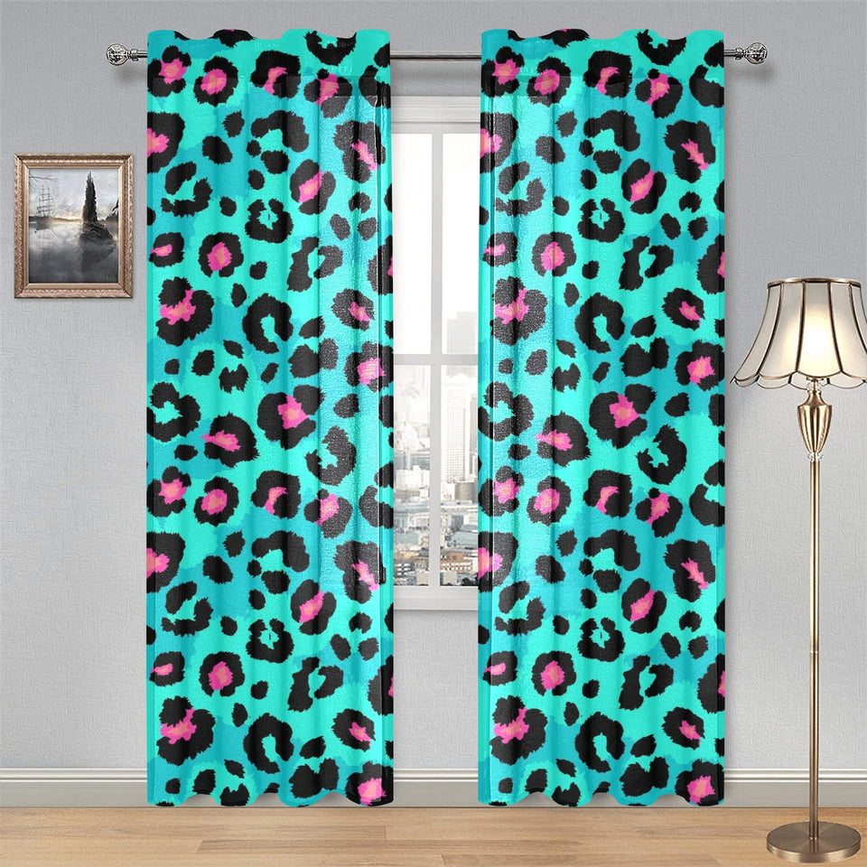Green leopard skin print pattern Gauze Curtain