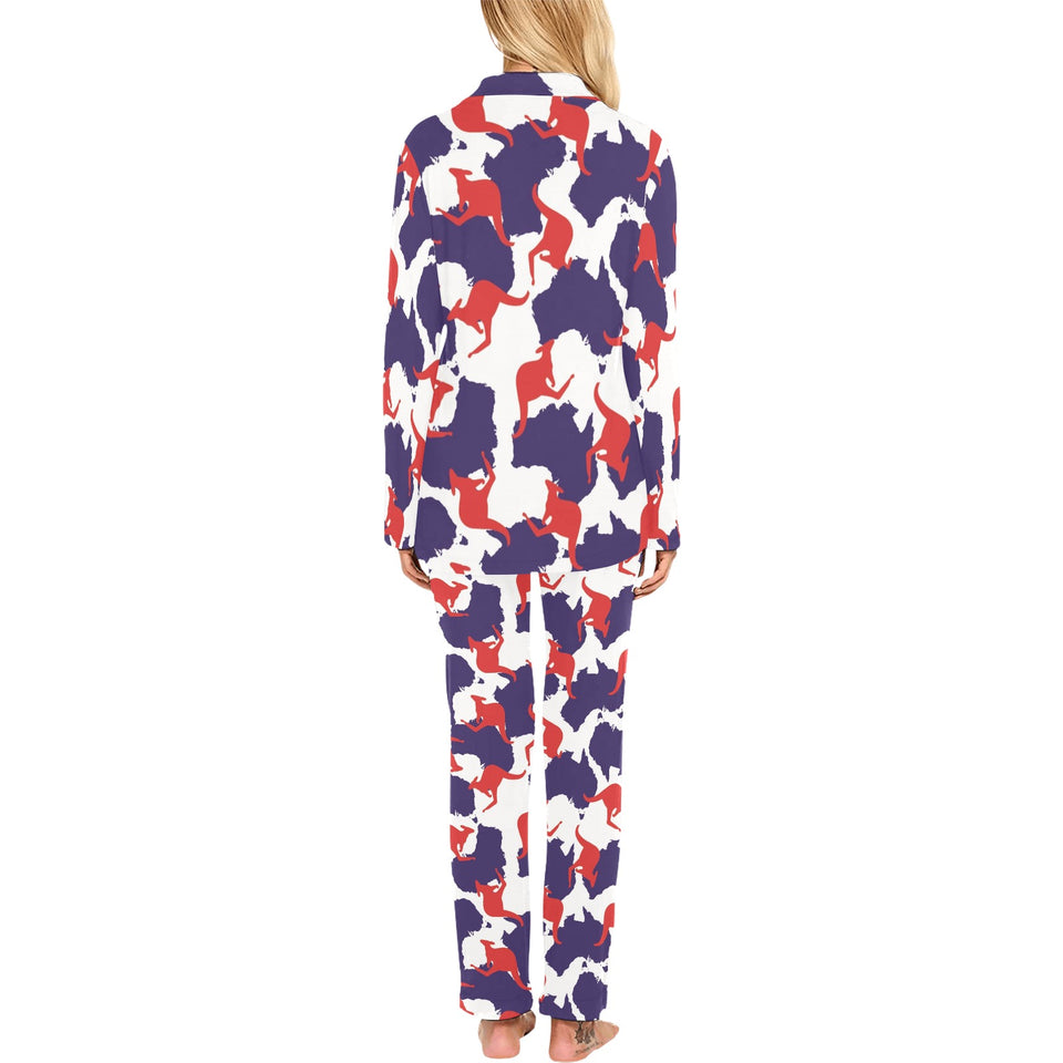 Kangaroo Australian pattern Women's Long Pajama Set
