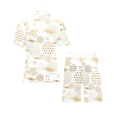 Beautiful gold japanese pattern Men's V-Neck Short Pajama Set