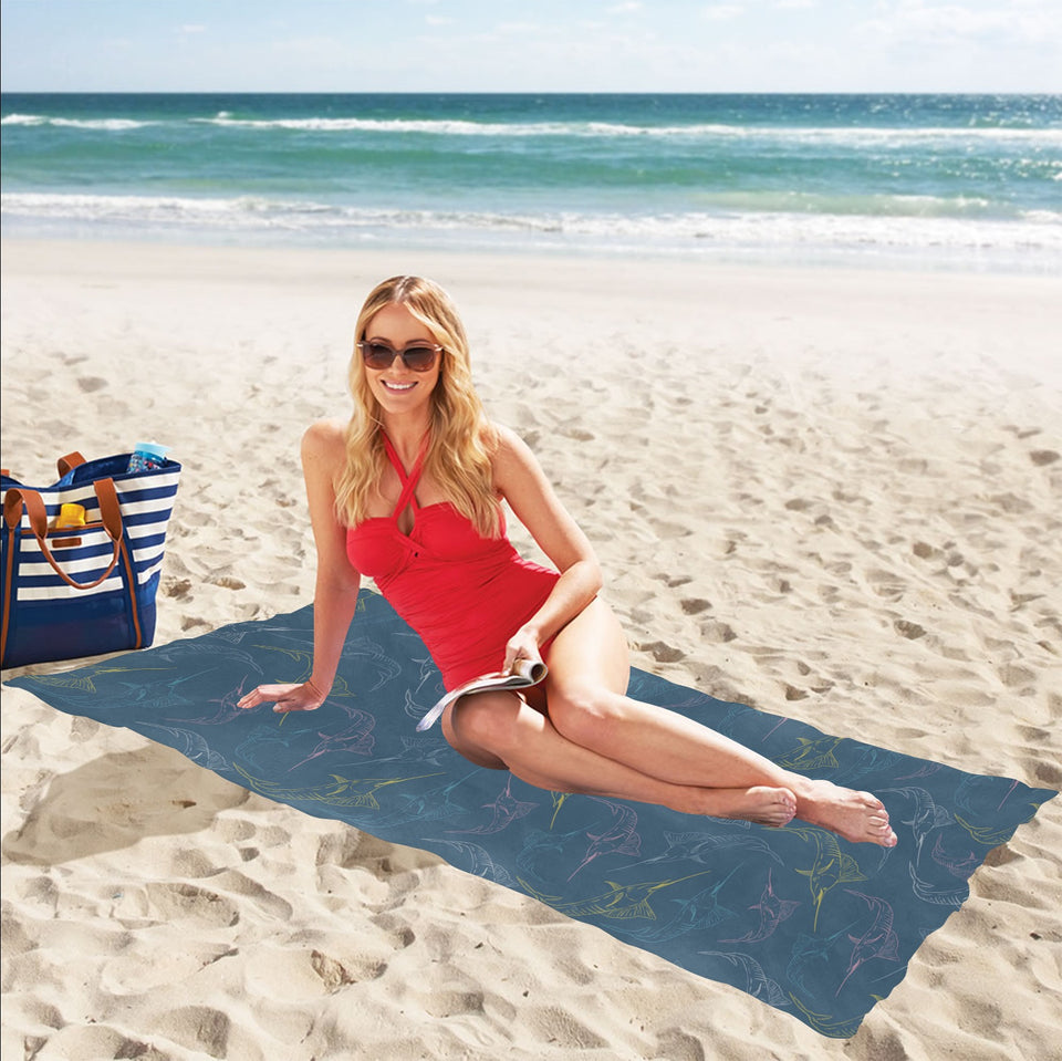 Swordfish Pattern Print Design 02 Beach Towel
