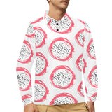 Hand drawn dragon fruit Men's Long Sleeve Polo Shirt