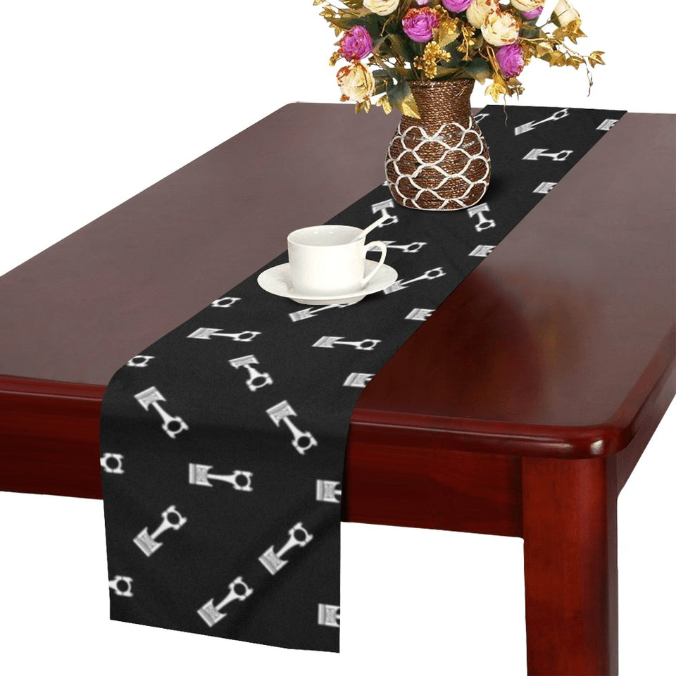 Engine Piston Black Theme Pattern Print Design 03 Table Runner