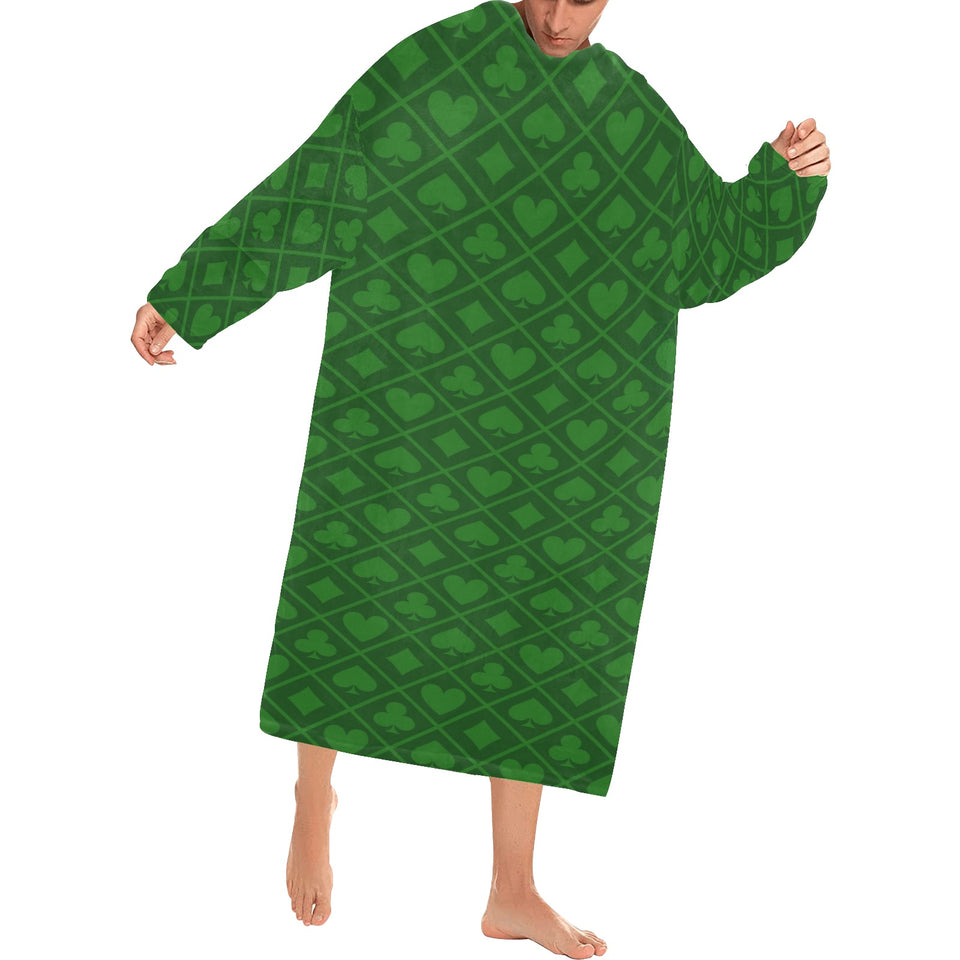 Casino Cards Suits Pattern Print Design 04 Blanket Robe with Sleeves