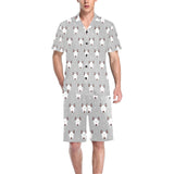 Bull Terrier Pattern Print Design 05 Men's V-Neck Short Pajama Set