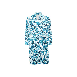 Hibiscus Pattern Print Design 04 Men's Long Sleeve Belted Night Robe