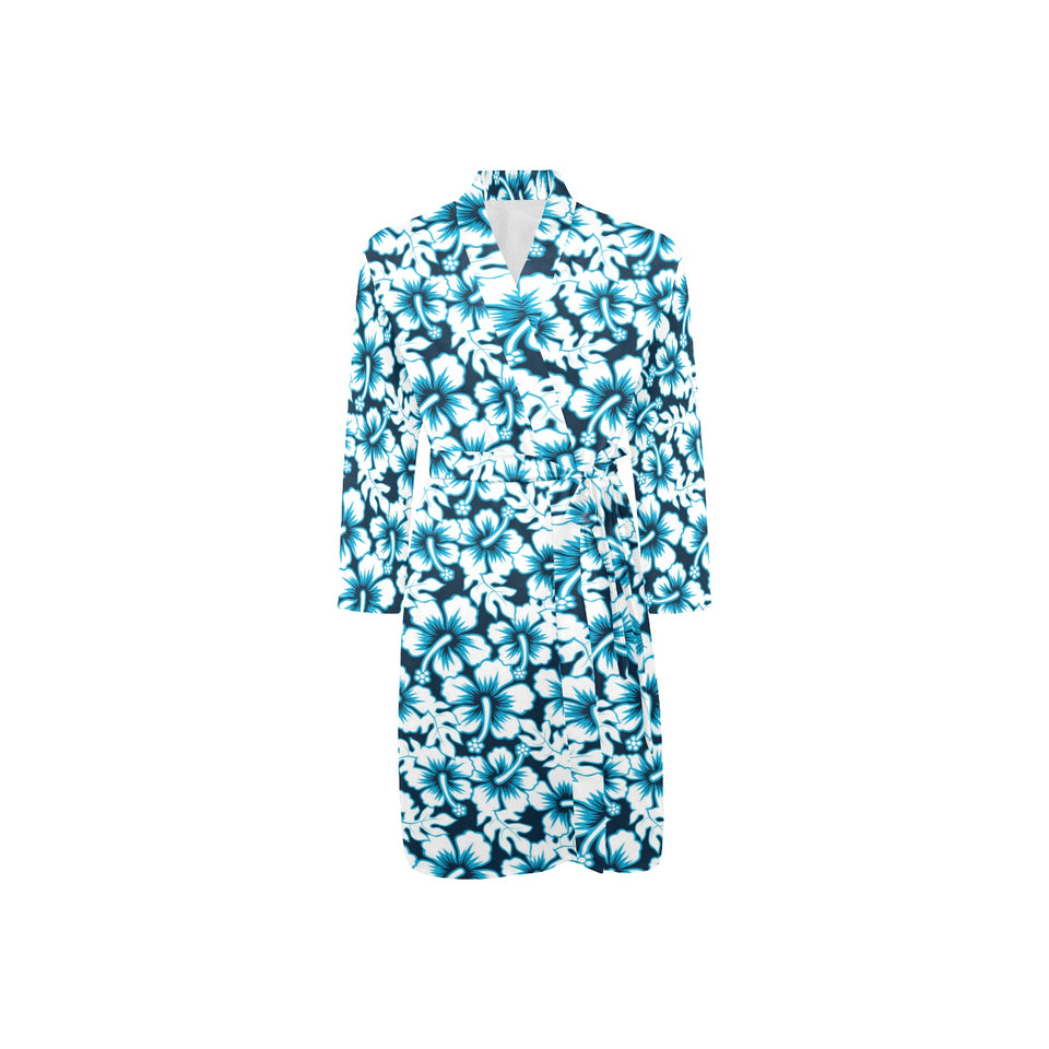 Hibiscus Pattern Print Design 04 Men's Long Sleeve Belted Night Robe
