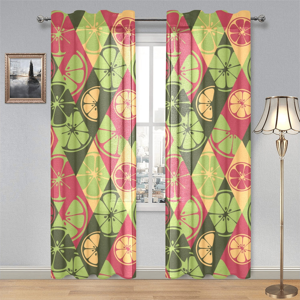Cool Geometric lime pattern Gauze Curtain