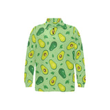 Avocado pattern green background Men's Long Sleeve Polo Shirt