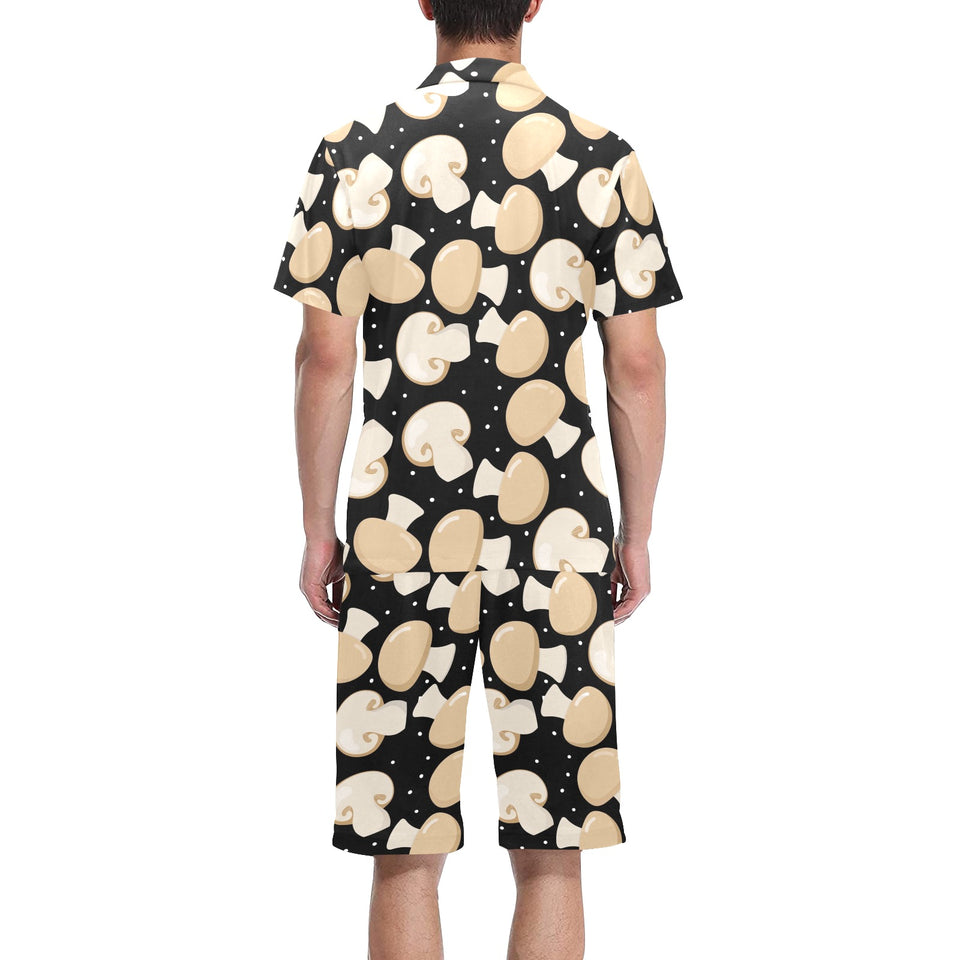 Champignon mushroom pattern Men's V-Neck Short Pajama Set