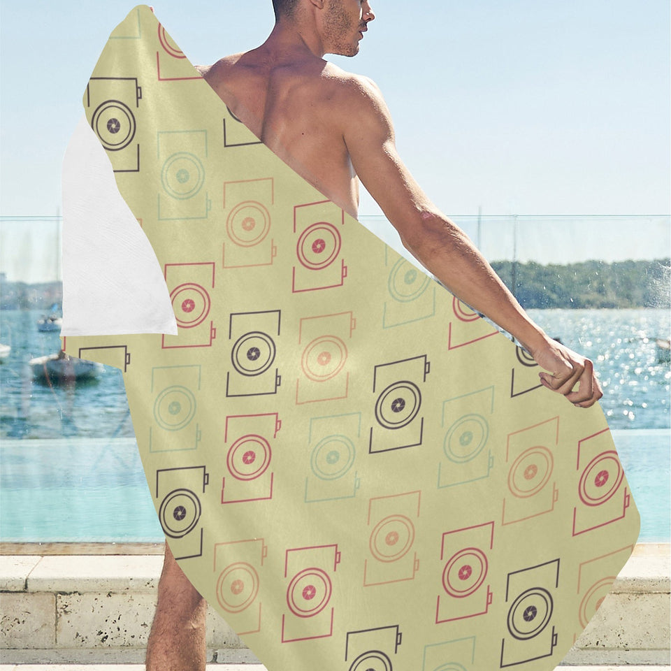 Camera Pattern Print Design 01 Beach Towel