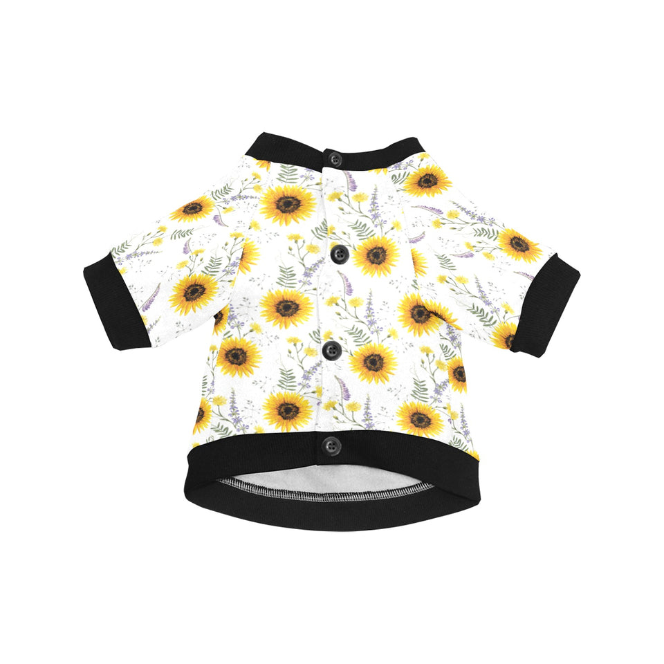 beautiful sunflowers pattern All Over Print Pet Dog Round Neck Fuzzy Shirt