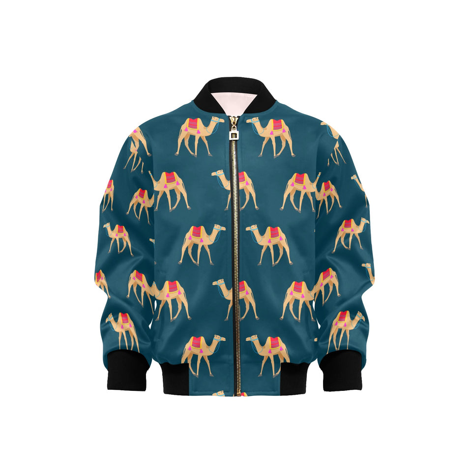 Camel pattern blue blackground Kids' Boys' Girls' Bomber Jacket