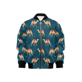 Camel pattern blue blackground Kids' Boys' Girls' Bomber Jacket