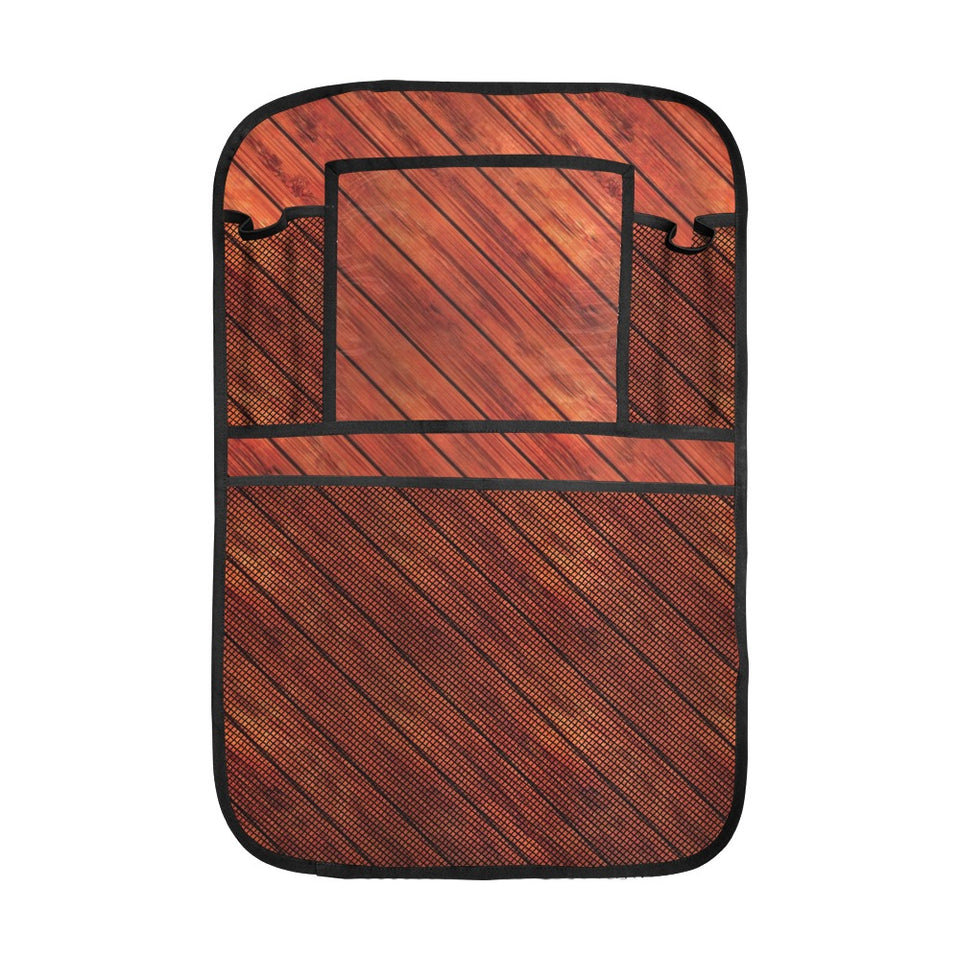 Wood Printed Pattern Print Design 03 Car Seat Back Organizer