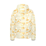 Cute fat shiba inu dog pattern Kids' Boys' Girls' Padded Hooded Jacket