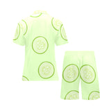 Cucumber pattern Men's V-Neck Short Pajama Set