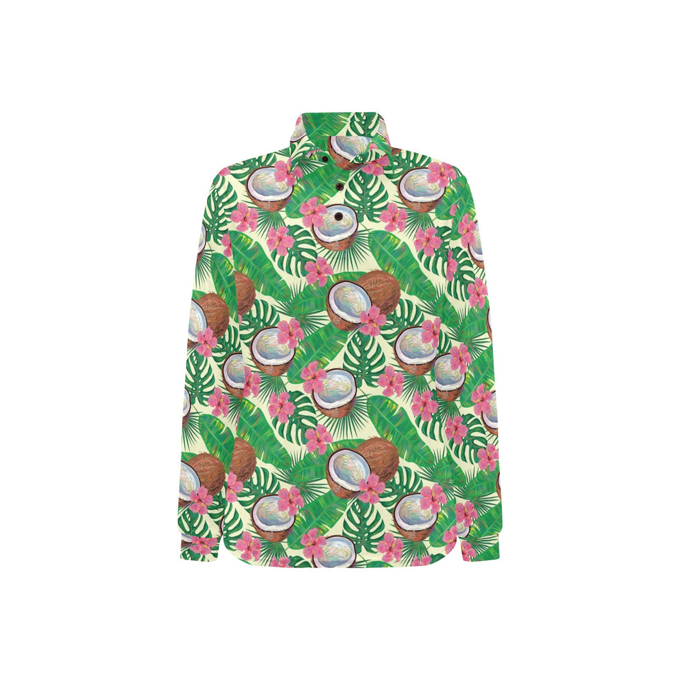 Coconut Pattern Print Design 01 Women's Long Sleeve Polo Shirt