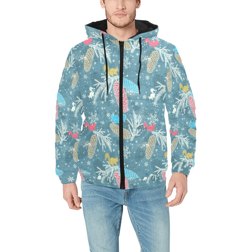 Squirrel Pattern Print Design 01 Men's Padded Hooded Jacket