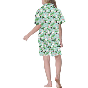 Pelican Pattern Print Design 01 Kids' Boys' Girls' V-Neck Short Pajama Set