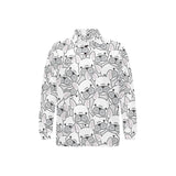 Cute french bulldog head pattern Men's Long Sleeve Polo Shirt