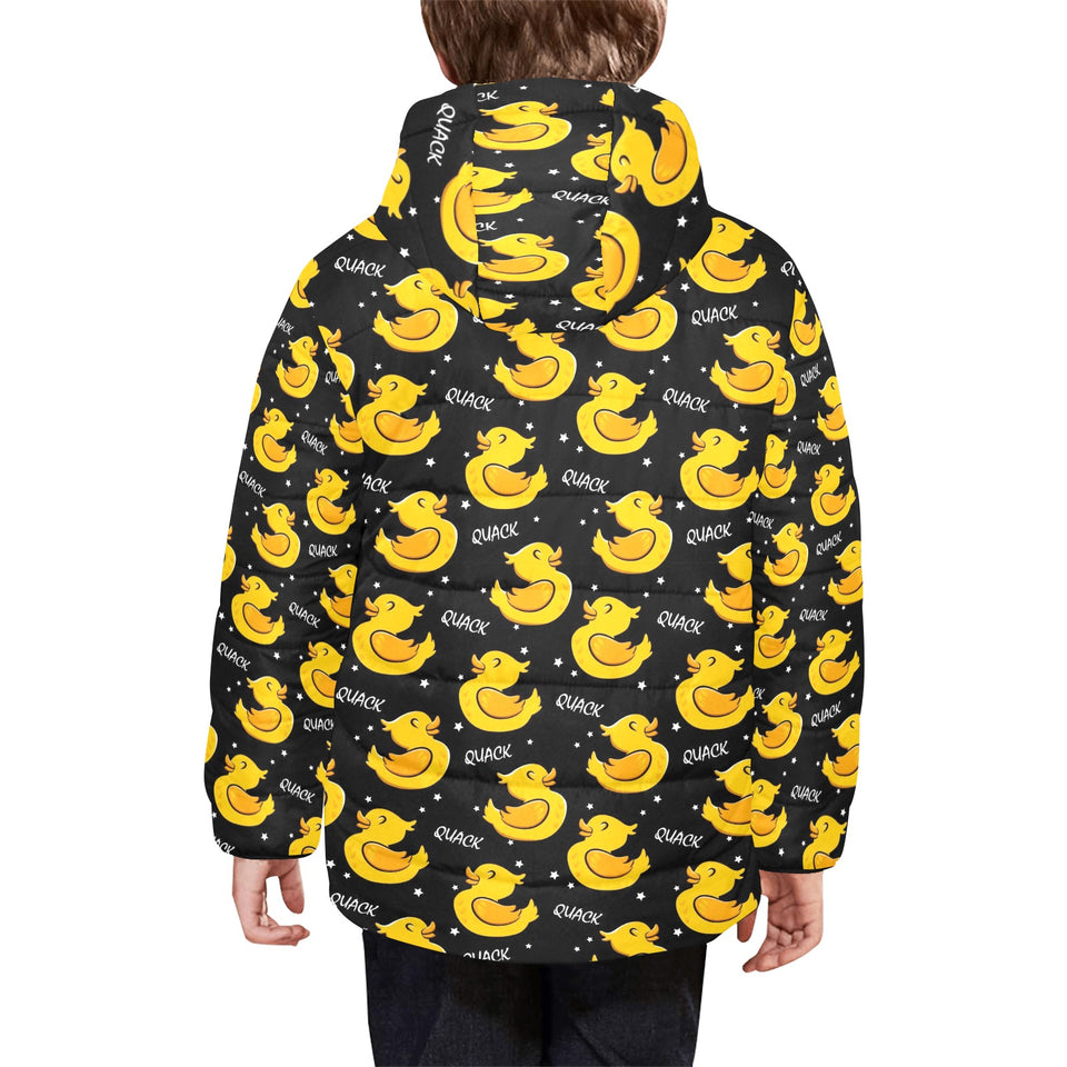 Duck Pattern Print Design 05 Kids' Boys' Girls' Padded Hooded Jacket