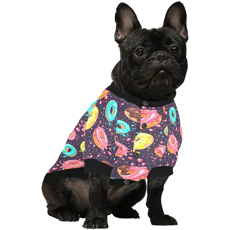 Colorful donut glaze pattern All Over Print Pet Dog Round Neck Fuzzy Shirt