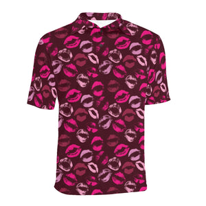 Lips Pattern Print Design 03 Men's All Over Print Polo Shirt