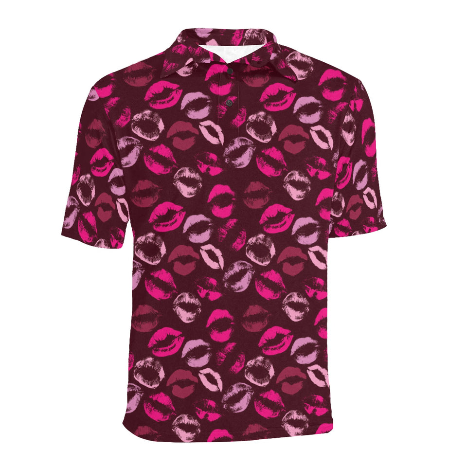 Lips Pattern Print Design 03 Men's All Over Print Polo Shirt