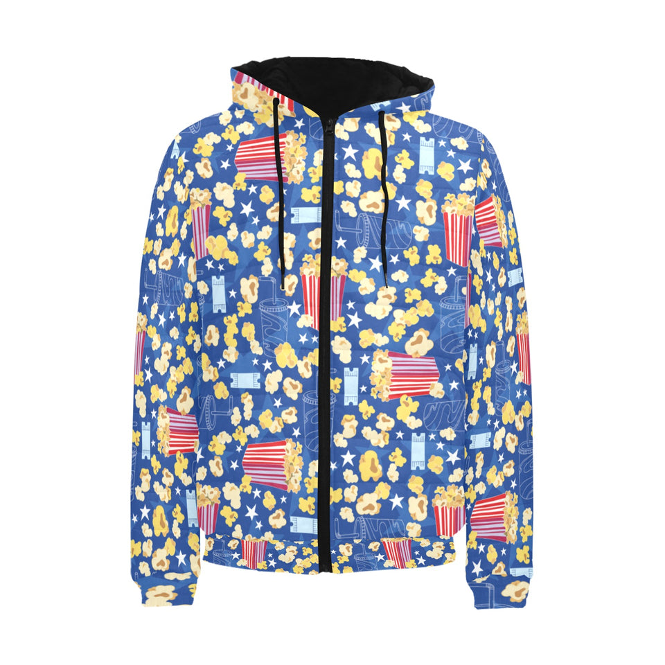 Popcorn Pattern Print Design 01 Men's Padded Hooded Jacket