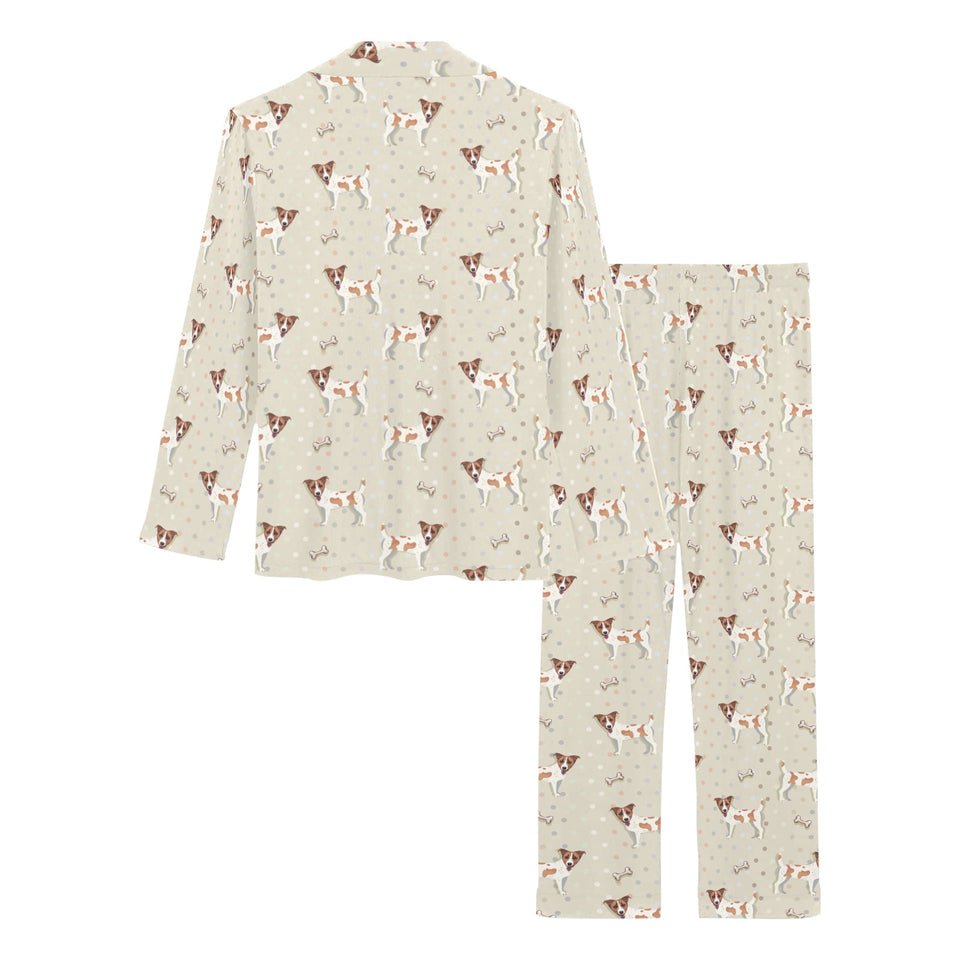 Jack Russel Pattern Print Design 02 Women's Long Pajama Set