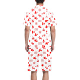 Canada Pattern Print Design 04 Men's V-Neck Short Pajama Set
