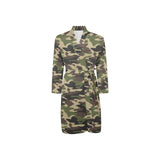 Dark Green camouflage pattern Men's Long Sleeve Belted Night Robe
