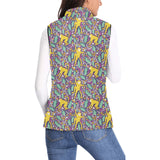 Cute yellow monkey leaves pattern Women's Padded Vest