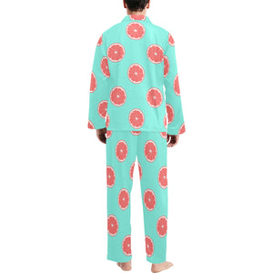 Grapefruit green background Men's Long Pajama Set