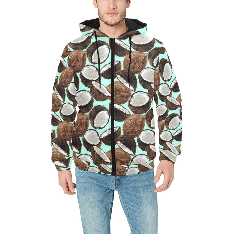 Coconut Pattern Print Design 03 Men's Padded Hooded Jacket