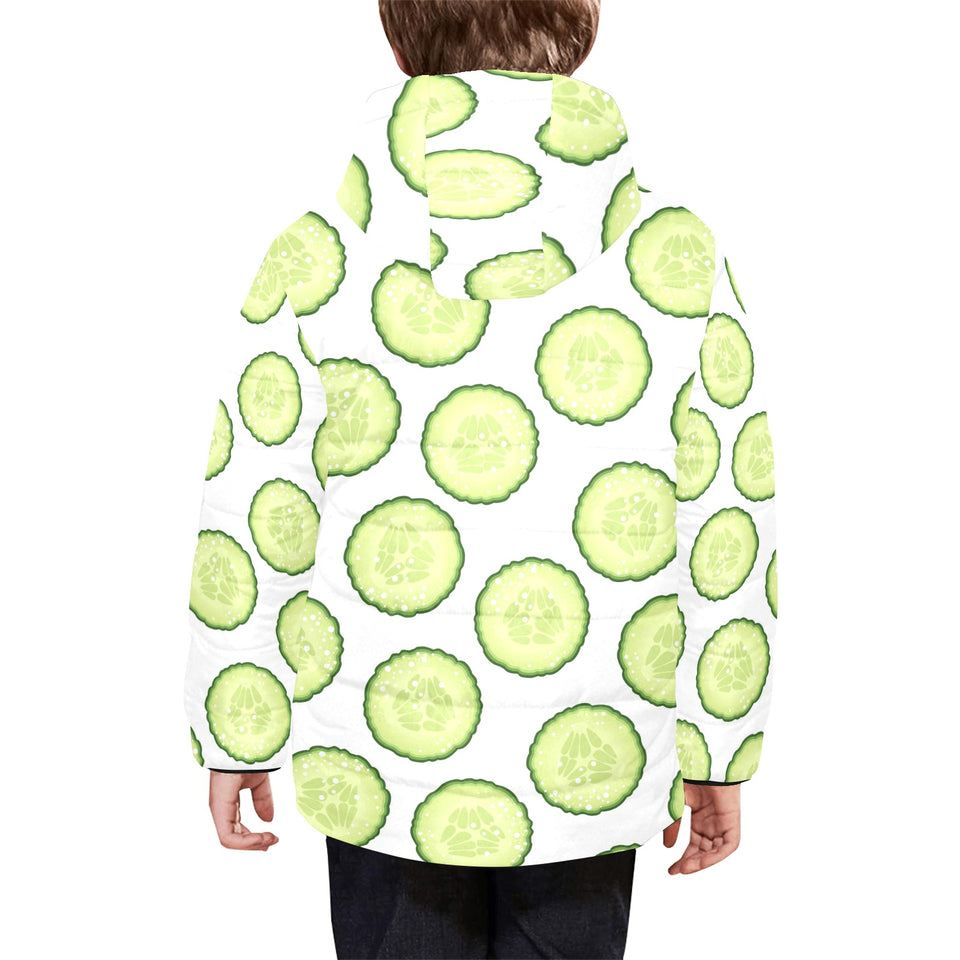 Cucumber slices pattern Kids' Boys' Girls' Padded Hooded Jacket