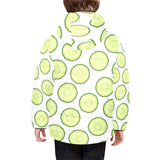 Cucumber slices pattern Kids' Boys' Girls' Padded Hooded Jacket