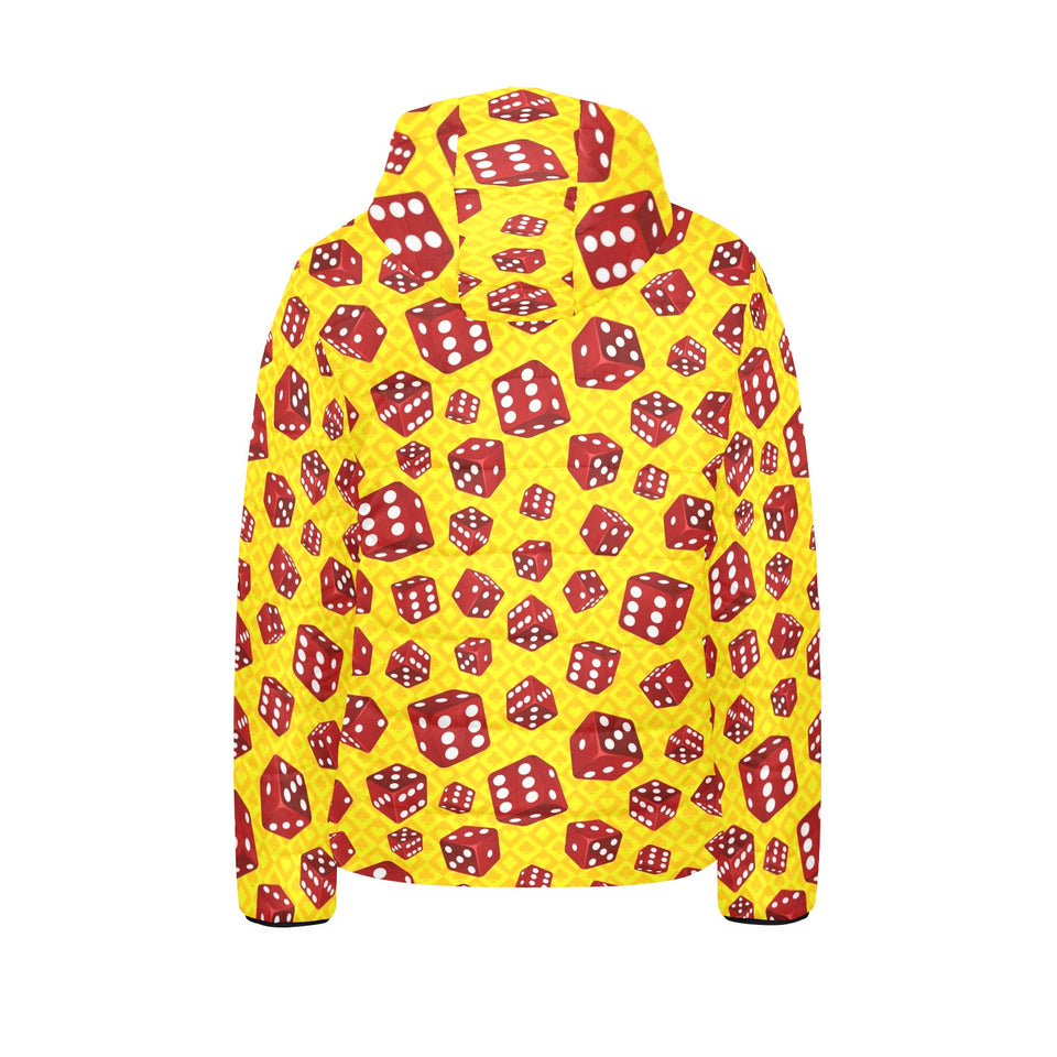 Dice Pattern Print Design 04 Kids' Boys' Girls' Padded Hooded Jacket
