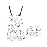 Garlic pattern black white Chest Sexy Pleated Two Piece Swim Dress