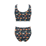 Camper Van Pattern Print Design 05 Chest Bowknot High Waisted Bikini Swimsuit