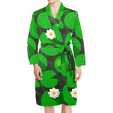 Frog waterlily pattern Men's Long Sleeve Belted Night Robe