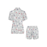 Airplane cloud grey background Women's V-Neck Short Pajama Set