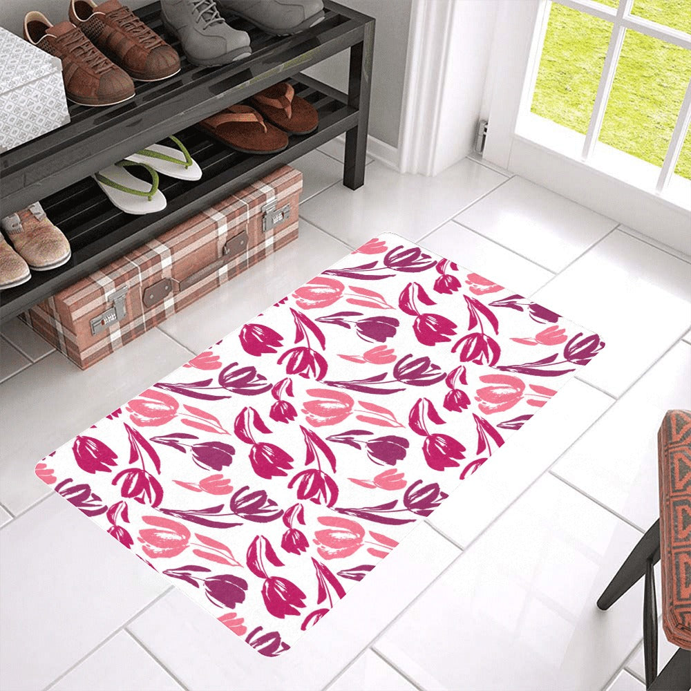 pink sketch tulip pattern Doormat